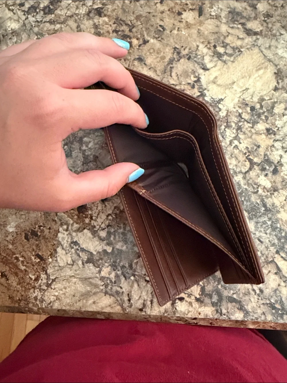 Men's Brown Leather Bi-Fold Wallet with Coin Window